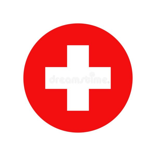 First Aid Sign with Red Background